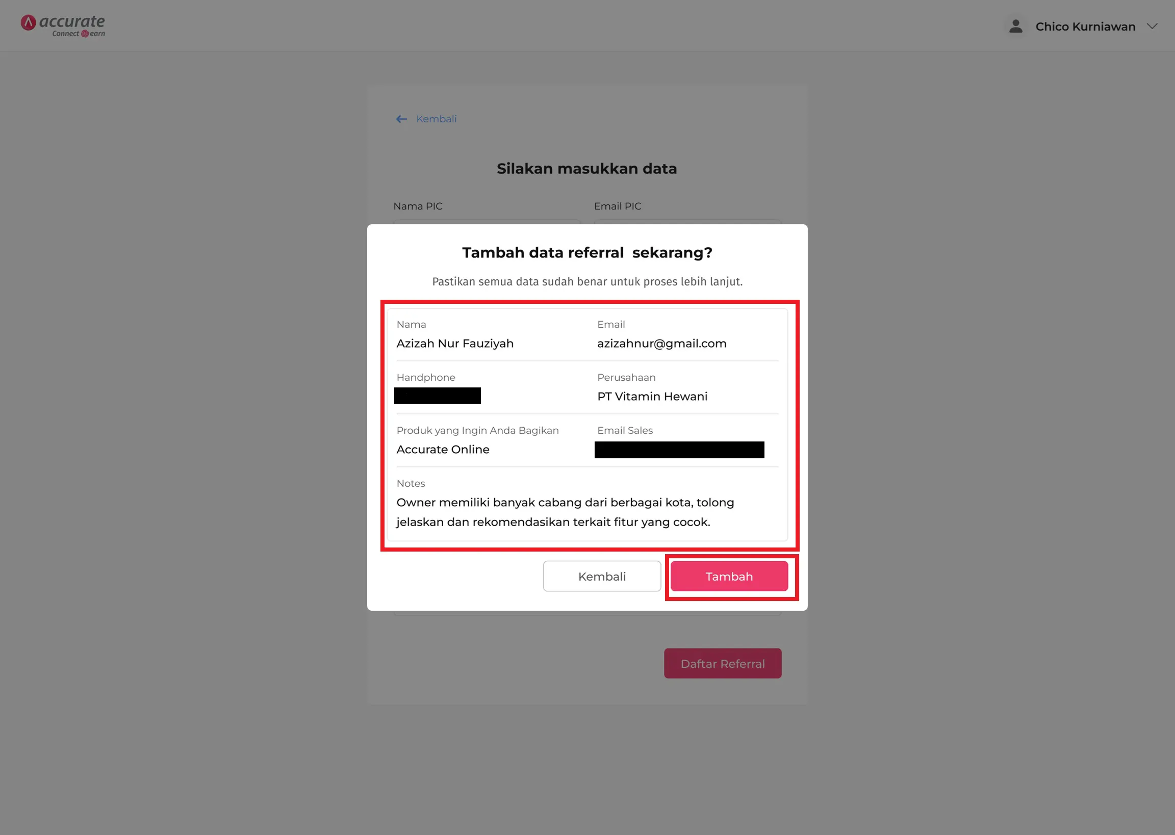Dashboard accurate connect earn